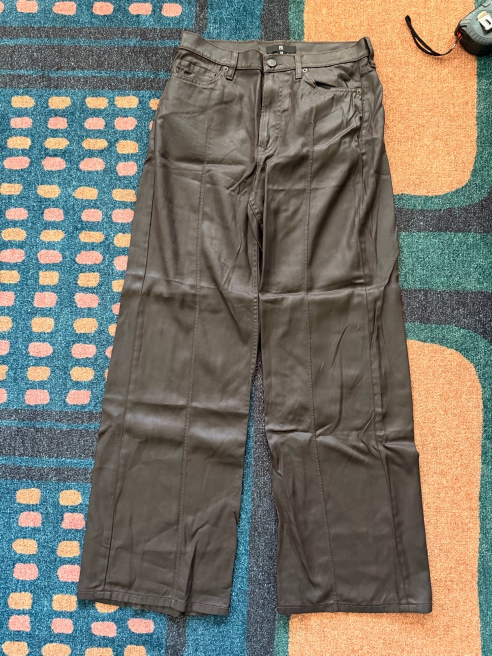 Banana Republic Dark Brown Wax Coated Wide Leg Pants - 28